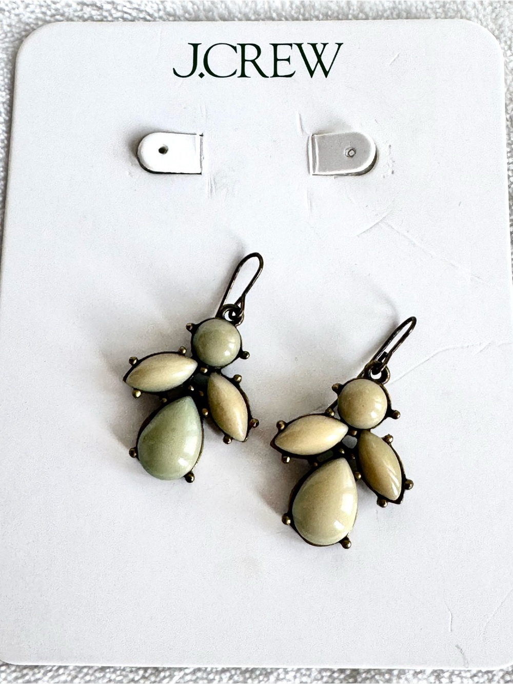 J. Crew Pale Green Teardrop Cluster Earrings